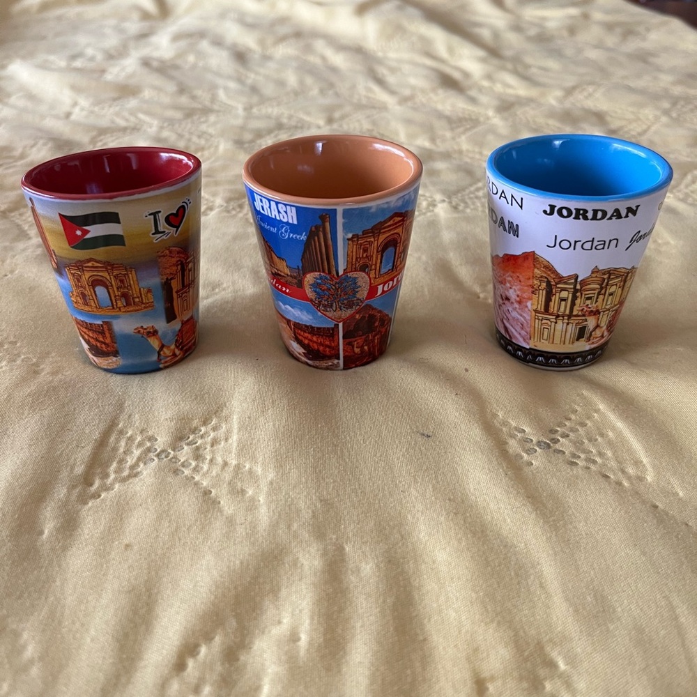 Souvenir glass shot (3) from Jordan. New